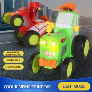 Wiederaufladbare Kinder-Fernbedienung, springendes Auto, magisches Flip-Rollfahrzeug, Spielzeug, verrücktes RC-Stuntauto für Kinder mit Licht und Musik
