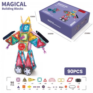 Colorful Magnetic Tiles Toy Sets Educational 3D Robot / Castle Building Blocks