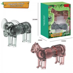 Forest Animals Magnetic Building Tile Toy Set Preschool Kids Educational Magnet Blocks 3D Crystal Light