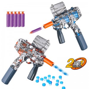 어린이 실내 야외 2-in-1 촬영 모드 소프트 총알 블래스터 총 플라스틱 전기 MP9 물 슈팅 총 어린이를위한 장난감