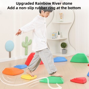 Indoor Outdoor Non-Slip Rainbow River Stones Jumping Rock Obstacle Course Plastic Gym Toy Stepping Stones for Kids Balance Train