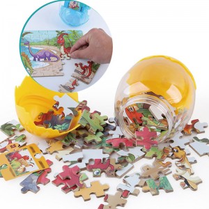 ហ្គេម Montessori អន្តរកម្មរបស់ឪពុកម្តាយ និងកូនថ្មី DIY Dinosaur Egg Jigsaw Puzzle អំណោយបុណ្យណូអែលសម្រាប់កុមារ ប្រដាប់ប្រដាក្មេងលេងឈើអប់រំ