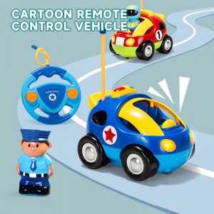 Electric Music Lights Cartoon Rc Police Car Race Car Toddler Boys And Girls Gift Steering Wheel Remote Control Car Toys for Kids