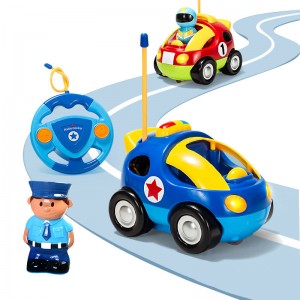Elektryske muzykljochten Cartoon Rc Police Car Race Car Pjutten Jongens En Famkes Gift Stjoer Afstandsbediening Auto Toys foar Bern