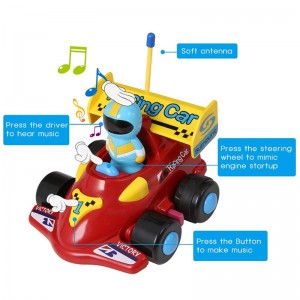 Hot Sale Otroški električni akustično-optični risanki 2CH Rc F1 avtomobilski volan z daljinskim upravljalnikom, igrača za dirkalni avtomobil s svetlobo in glasbo