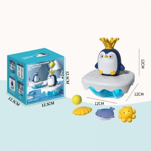 Infant Shower Play Set Toddler Bathtub Fountain Toys Baby Bath Time Iceberg Penguin Electric Water Toy with 4pcs Plastic Toys