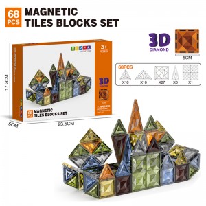 High Quality 3D Diamond Magnet Building Block Set STEM Educational Magnetic Tiles Toys for Children