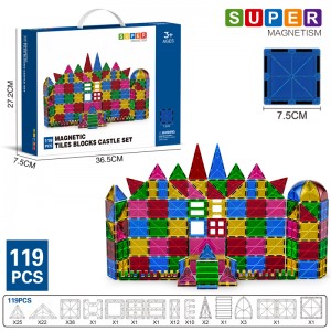 Kids Educational Magnet Tiles Set DIY Construction Castle Magnetic Building Blocks Toy