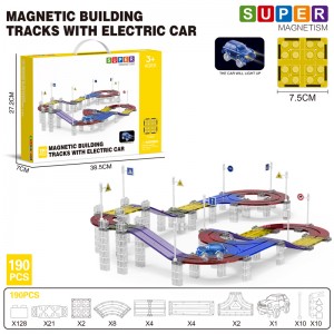 Kids Flexible DIY Magnetic Building Slot Toy Race Track Sets with Electric Light Up Cars