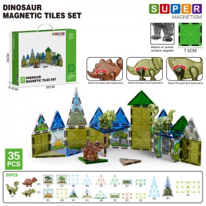 STEM Montessori 3D Dinosaur Magnetic Tiles Building Block Toy for Toddler Gift