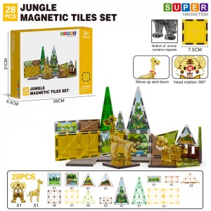 Wholesale Jungle Animal Magnetic Tiles Toy Set Wild Animals Magnet Building Blocks for Kids