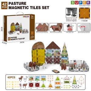 28/35/42pcs Children Farm Animals Magnetic Tiles Construction Toy Building Set for Wholesale