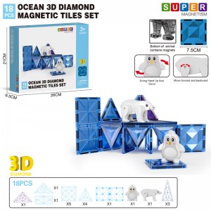 Wholesale Kids DIY Marine Animal Magnetic Tiles Toy Building Block Set 3D Diamond Ice and Snow Ocean Series