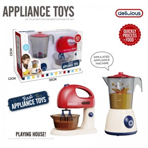 Kids Acousto-Optic Kitchen Electrical Appliances Simulation Toaster Juicer Egg Beater Combination Toy Set