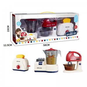 Kids Acousto-Optic Kitchen Electrical Appliances Simulation Toaster Juicer Egg Beater Combination Toy Set