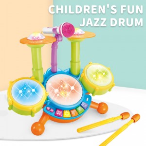 Baby Montessori musikinstrument Småbarn Musikalisk slå tamburinsats Pedagogisk mikrofon Jazz trumleksaksset för barn