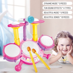 Baby Montessori Music Instrument Toddler Musical Beating Tambourine Kit Educational Microphone Jazz Drum Toy Set for Kids