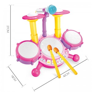 बेबी मॉन्टेसरी म्युझिक इन्स्ट्रुमेंट टॉडलर म्युझिकल बीटिंग टंबोरिन किट शैक्षणिक मायक्रोफोन जॅझ ड्रम टॉय सेट मुलांसाठी