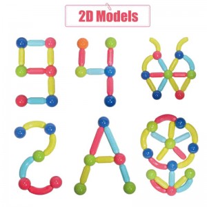 ကလေးများအတွက် DIY Flexible Connect Plastic Bar Toy Set Montessori Educational STEM Sticks and Balls ကလေးများအတွက် 3D သံလိုက်တုံးများ