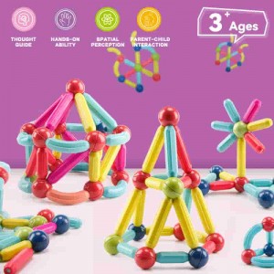 Деца ДИИ флексибилно повезивање сет играчака са пластичним шипкама Монтессори едукативни СТЕМ штапићи и куглице 3Д магнетни блокови за децу