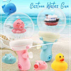 Summer Outdoor Beach Luminous Water Blaster Anak Pool Toy Bath Toy Electric Cartoon Light up Handheld Water Gun Toy for Kids