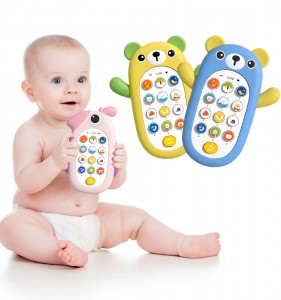 Kids First Cellphone Cute Cartoon Enlighten Musical Handset Multifunction Bilingual Chinese And English Baby Mobile Phone Toy