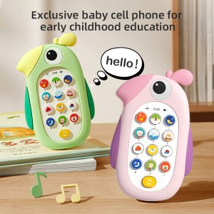 Kids First Cellphone Cute Cartoon Enlighten Musical Håndsæt Multifunktion Tosproget kinesisk og engelsk Baby Mobiltelefon Legetøj