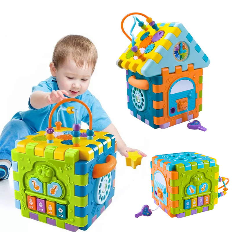 Toddler Educational DIY 3D Puzzle House Assemble Blocks Learning Hexahedron Montessori Musical Activity Cube Toy երեխաների համար