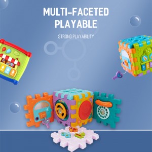 Casa de rompecabezas 3D educativo para niños pequeños, bloques de montaje de casa, juguete de cubo de actividad musical Montessori hexaedro de aprendizaje para bebés