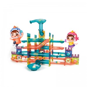 Parent-child Interactive Magnetique Construction Building Block Marble Run Ball Race Track Montessori Magnetic Tile Slot Toys