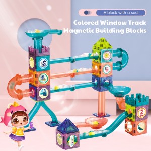 Parent-child Interactive Magnetique Construction Building Block Marble Run Ball Race Track Montessori Magnetic Tile Slot Toys