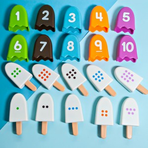 საბავშვო განათლება პოპსიკულის ფორმის ნომრის შესატყვისი თამაში ფერადი ციფრული მათემატიკის სწავლა Ice-Lolly Toy Baby Montessori სათამაშოების ნაკრები