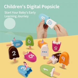 Kinder Bildung Eis am Stiel geformtes Zahlen-Matching-Spiel, buntes digitales Mathematik-Lern-Eis-Lolly-Spielzeug, Baby-Montessori-Spielzeugsets