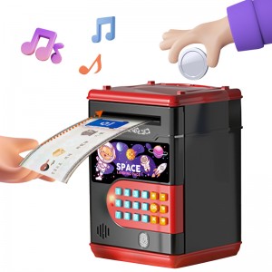 ماكينة الصراف الآلي الإلكترونية متعددة الوظائف للأطفال، لعبة تعليمية لبصمة الإصبع وكلمة المرور، لعبة البنك الخنزير، صندوق توفير المال الورقي
