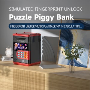 Kid Multifunctional Electronic ATM Machine Educational Fingerprint Password Unlocking Piggy Bank Toy Coin Paper Money Saving Box