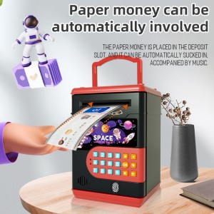 Kid Multifunctional ATM Elektronîkî Makîneya Perwerdehiyê Şîfreya Şûreya Tilîkê Vekirina Piggy Bank Toy Coin Paper Money Saving Box
