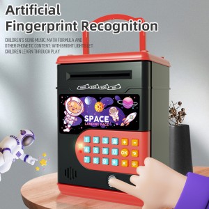 Kid Multifunctional Electronic ATM Machine Educational Fingerprint Ọrọigbaniwọle Ṣii Piggy Bank Toy Coin Paper Owo Nfipamọ Apoti