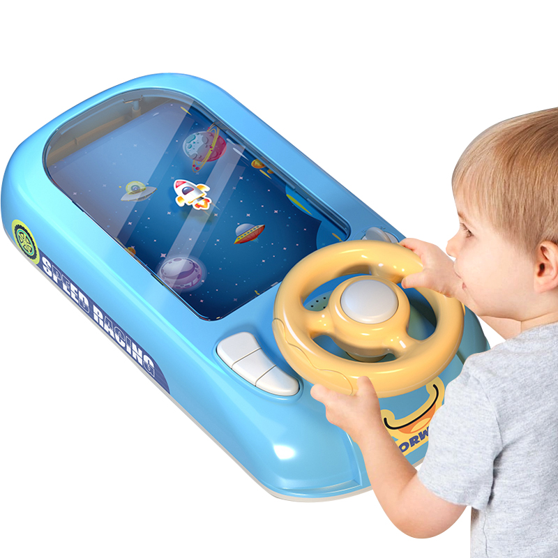 Children Fun Competition Racing Car/ Space Adventure Game Toy Steering Wheel Operation Multi-Mode Music Light Game Console Toys