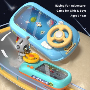 Crianças diversão competição carro de corrida/espaço aventura jogo brinquedo volante operação multi-modo música luz jogo console brinquedos