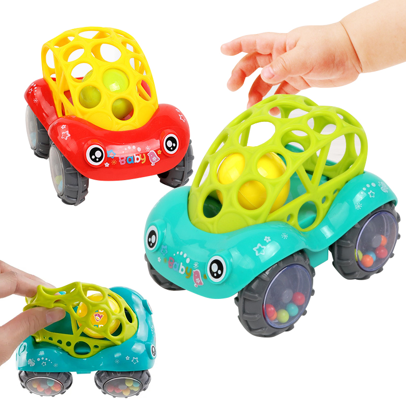 ကလေးများအတွက် လက်ဆောင် Ind Rolling Ball Soft Shell Bucket Truck Toys Toddler Educational Shaking Bell Kids Toy Car Shape Baby Rattles