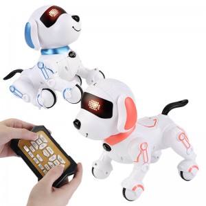 ការច្រៀងរាំដោយអគ្គិសនី ប្រាប់កម្មវិធីឆ្លាតវៃ RC Pet Dog Sit Down Creep Infrared Remote Control Robot Dog Toy for Kid