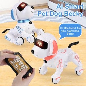 Motlakase Ho bina Pale ea ho Tantša Ho Bolella Smart Programming RC Pet Dog Sit Down Creep Infrared Remote Control Robot Dog Toy for Kid