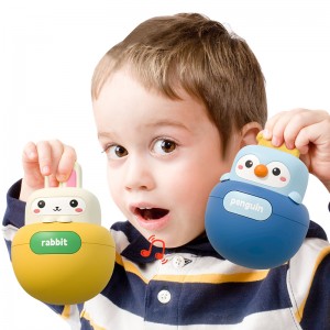 Montessori Baby Teether Tummy Time Wobbler Toys Animal Roly-Poly Toy Jariri Cute Cartoon Silicone Rabbit/ Penguin Tumbler Toy