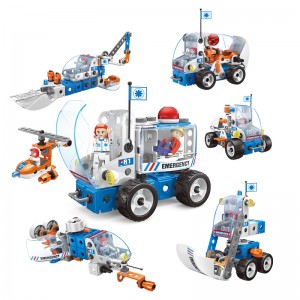 STEAM Education Screw and Nut Connecting Vehicle Building Emergency Vehicle Play Kit 117pcs 7-in-1 DIY Truck Assembly Assembly Toys for Kids