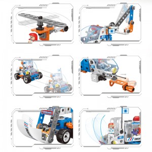 Kit de construcción de vehículos de emerxencia de conexión de tornillos y tuercas de educación STEAM, 117 Uds., 7 en 1, juguetes de montaje de camión DIY para niños