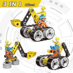 3-in-1 Yas DIY Screws Thiab Ceev Siv Excavator Model Kids Fine Motor Skills Training Assembly Engineering Truck Toys