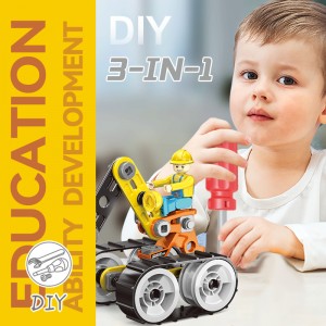 3-in-1-Kunststoff-DIY-Schrauben und Muttern, Baubagger-Modell, für Kinder, Training der Feinmotorik, Montagetechnik, LKW-Spielzeug