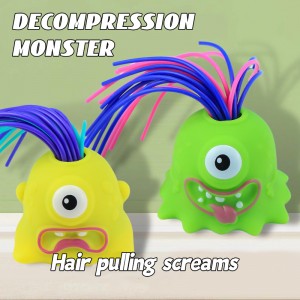 Nyhet Gave Trekk i håret får det til å skrike Morsomt Dukke Stress Angst Reliever Fidget Squishy Leker Skrikende Monster Leker for barn