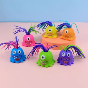 Novelty Gift Pull Its Hair Makes It Scream Fun Doll Stress Anxiety Reliever Fidget Squishy Toys Screaming Monster Toys for Kids
