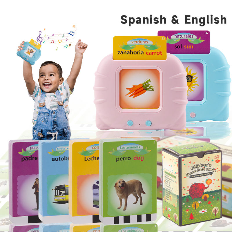 Custom 112PCS Talking Flash Cards Kids Electric Spanish-English Sight Words Learning Machine Autism Child Speech Therapy Toy